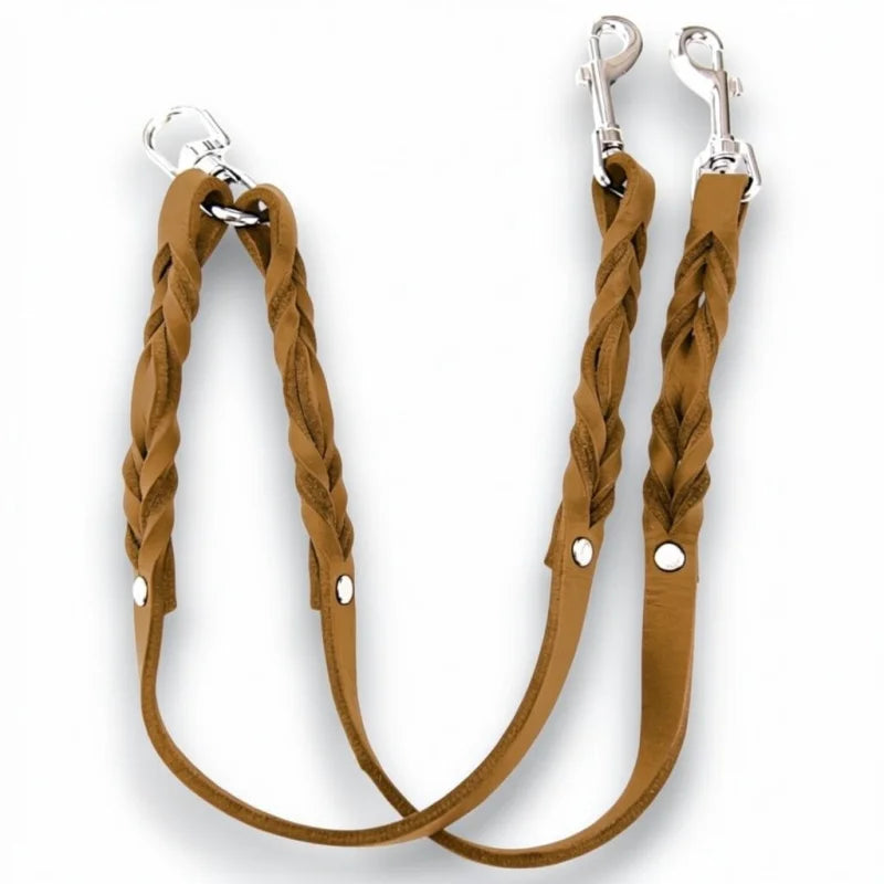 Premium Zwillingsleine aus Fettleder für Hunde | Hundeleine & Hundehalsband Schweiz