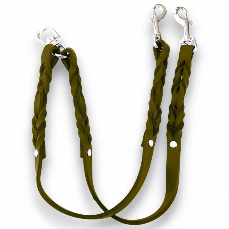 Premium Zwillingsleine aus Fettleder für Hunde | Hundeleine & Hundehalsband Schweiz | LunaDogs