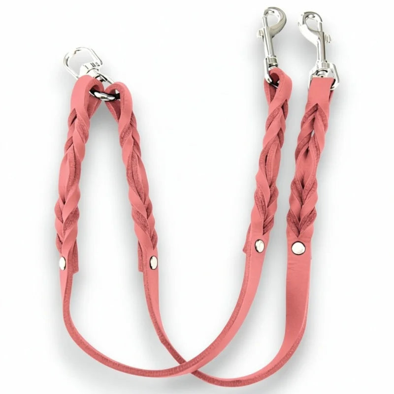 Premium Zwillingsleine aus Fettleder für Hunde | Hundeleine & Hundehalsband | LunaDogs
