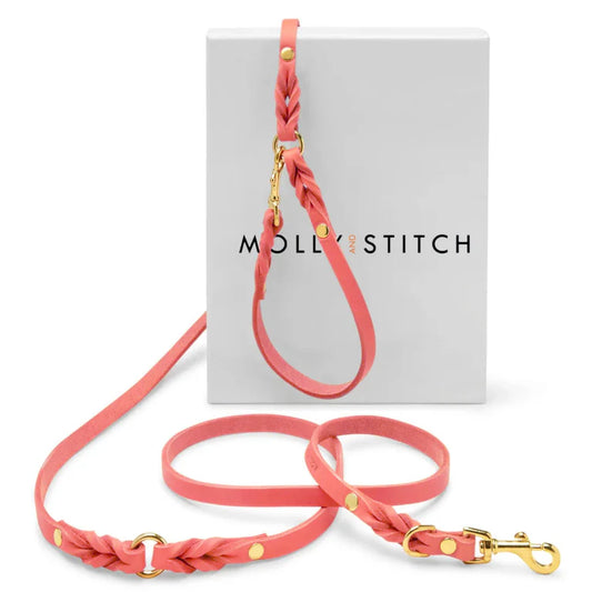 Butter Leather 3x Adjustable Dog Leash - Coral Pink – LunaDogs Schweiz