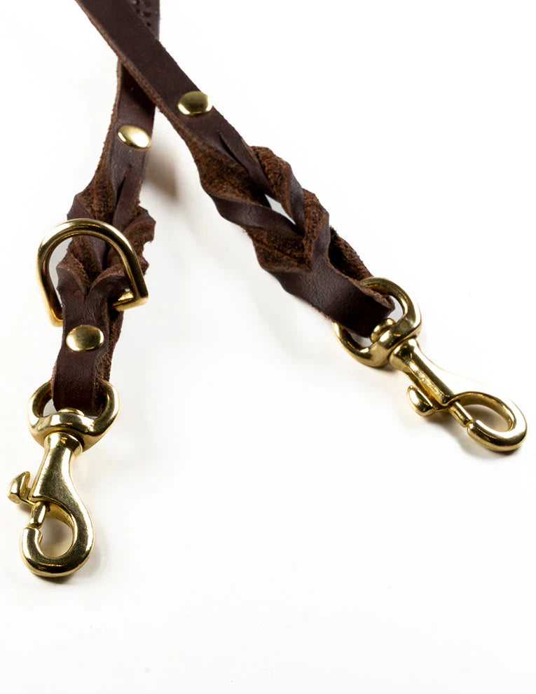 Butter Leather 3x verstellbare Hundeleine - Klassisch Braun – Detailansicht 3