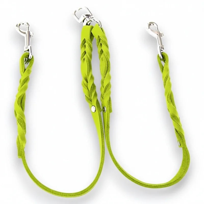Premium Zwillingsleine aus Fettleder für Hunde | Handgefertigte Hundeleine & Hundehalsband Schweiz | LunaDogs