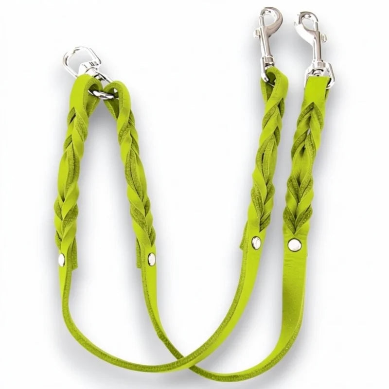 Premium Zwillingsleine aus Fettleder für Hunde | Handgefertigte Hundeleine & Hundehalsband Schweiz | LunaDogs