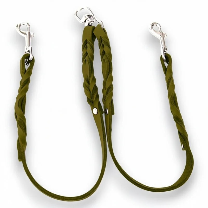 Premium Zwillingsleine aus Fettleder für Hunde | Hundeleine & Hundehalsband Schweiz | LunaDogs