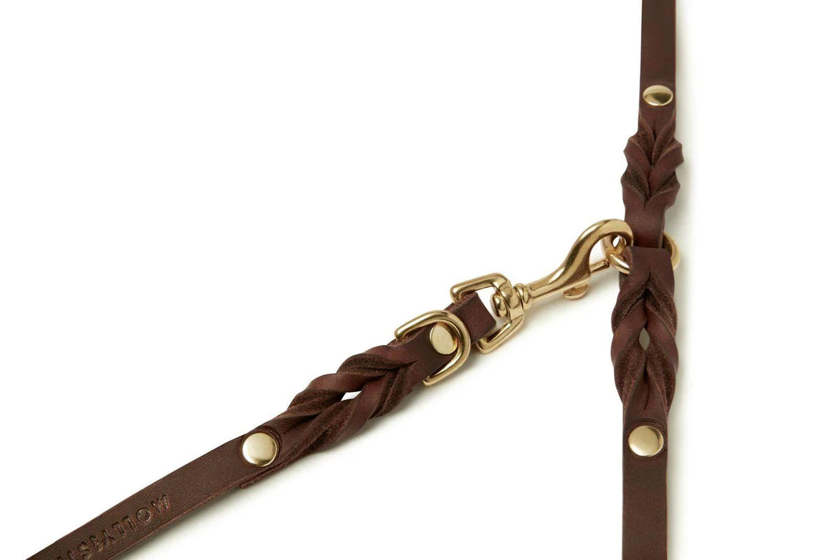 Butter Leather 3x verstellbare Hundeleine - Klassisch Braun – Detailansicht 4